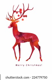Merry Christmas, watercolor vector card