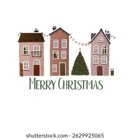 Merry Christmas watercolor vector, Christmas illustration, Christmas cards