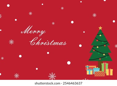 Merry Christmas web banner illustration, xmas pine tree with colorful ornaments and gift boxes. Festive hand drawn design for holiday season greetings. SSTKChristmas