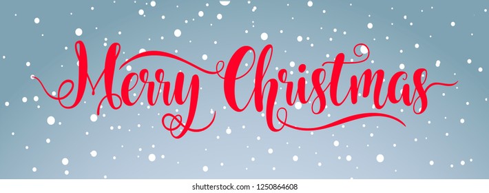 Merry Christmas web banner, Christmas winter frosty card on a snowy background. Horizontal Christmas posters, cards, headers, website.