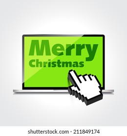 Merry Christmas web, modern concept. High-quality laptop screen.