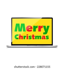 Merry Christmas web, modern concept. High-quality laptop screen.