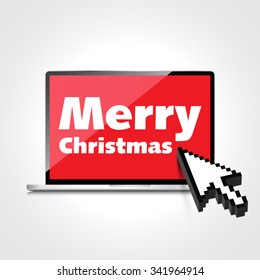 Merry Christmas web, modern concept. High-quality laptop screen.