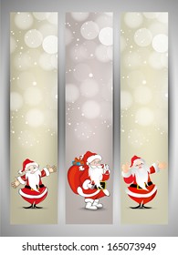 Merry Christmas website banner set with happy Santa Claus. 