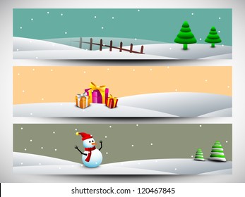 Merry Christmas website header or banner set.  EPS 10.
