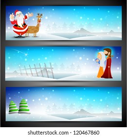 Merry Christmas website header or banner set.  EPS 10.