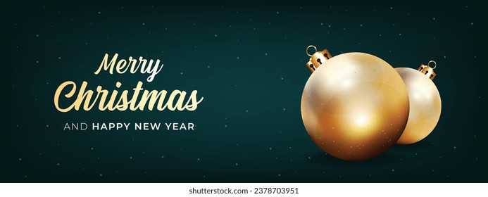 Merry Christmas Website Header or Banner Design. Christmas Xmas Cover Page Vector Illustration with realistic Ornament