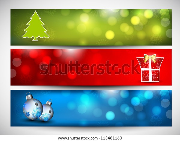Merry Christmas Website Header Banner Set Stock Vector (Royalty Free ...
