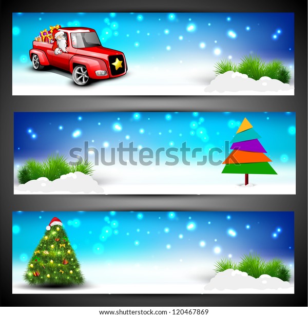 Merry\
Christmas website header or banner set.  EPS\
10.