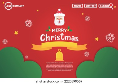 Merry Christmas Website, plantilla. elemento navideño Santa claus, Snowflake, Bell.Vector diseño para banner, banner web, tarjeta de saludo y afiche publicitario.Diseño de sitio web para el tema de navidad.