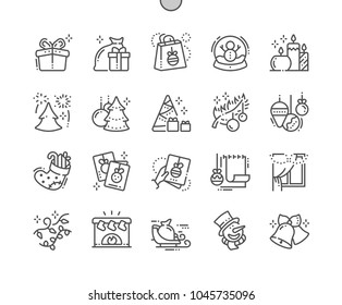 Merry Christmas Well-crafted Pixel Perfect Vector Thin Line Icons 30 2x Grid for Web Graphics and Apps. Simple Minimal Pictogram