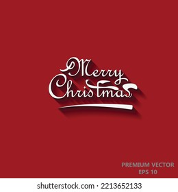 Merry Christmas White Color Typographic Greeting Card on Colourful background. Vector eps 10 illustration
