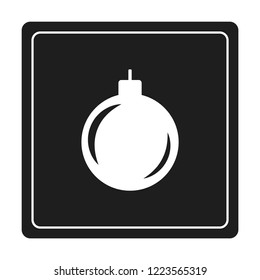 Merry Christmas white icon. Winter icon in flat design isolated on black background. New year sign vector illustration. Christmas ball symbol.
