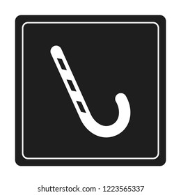 Merry Christmas white icon. Winter icon in flat design isolated on black background. New year sign vector illustration. Christmas candy cane symbol.