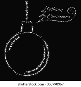 Merry Christmas of white lights card with ball