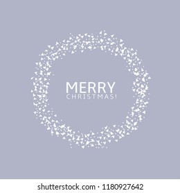 Merry Christmas. White snow label over blue background, Vector illustration