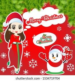 Merry Christmas white speech bubbles, Vector illustration.