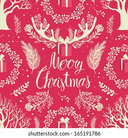 Merry Christmas White trees on tne red background
