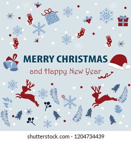 Merry Christmas wild animal cartoon doodle art pattern