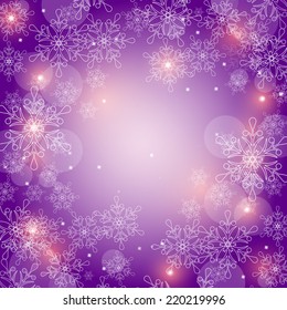 Merry Christmas! Winter background with snowflakes and space for text. Festive card. Vector illustration. 