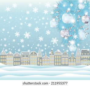 Merry Christmas winter card, vector illustration