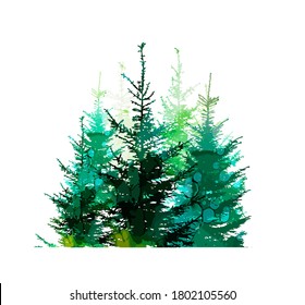 Merry Christmas. Winter forest. Vector illustration