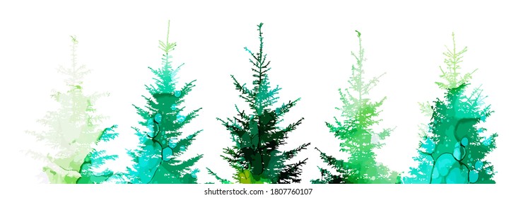 Merry Christmas. Winter forest. Vector illustration