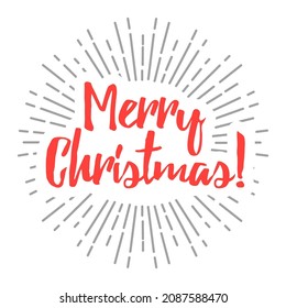 Merry Christmas. Winter holiday design label. Vector lettering element.