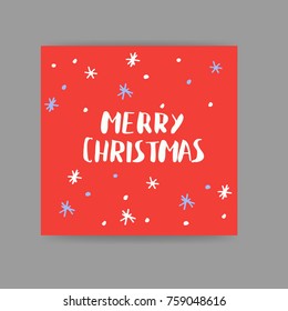 Merry Christmas. Winter Holiday greeting card with calligraphy