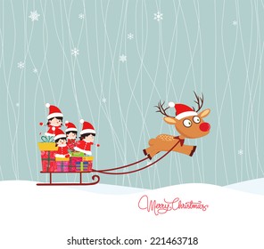 Merry christmas winter with kids