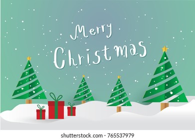 Merry Christmas and winter landscape. 