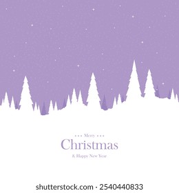 Merry Christmas winter landscape scene with trees and falling snow background, Holiday Christmas Background