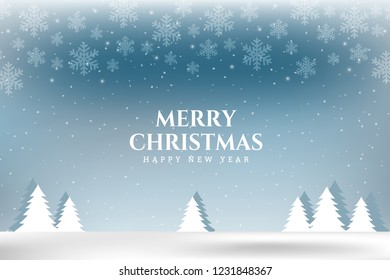 Christmas Landscape Winter Background Design Snowflakes Stock Vector ...