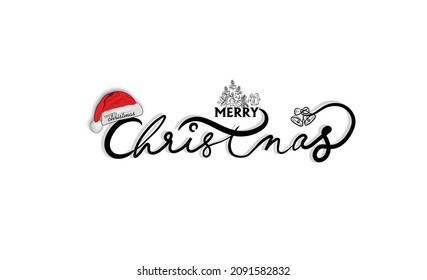 Merry Christmas with winter landscape with snowflakes