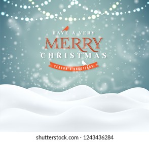 Merry Christmas winter magic background. Greeting card with winter background