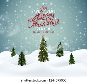 Merry Christmas winter magic background. Greeting card with winter background