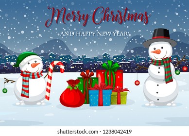Merry christmas winter template illustration
