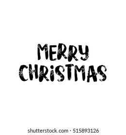 Merry Christmas and winter theme poster, vector isolated lettering. Hand drawn card illustration.
