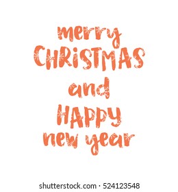 Merry Christmas and winter theme poster, vector isolated lettering. Hand drawn card illustration.