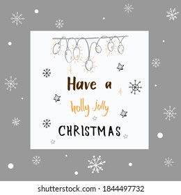 Merry Christmas, winter time, holly jolly. Hand drawn christmas mood illustration. 