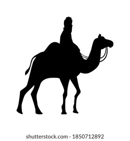 merry christmas wise man on camel silhouette design, nativity winter season and decoration theme Vector illustration