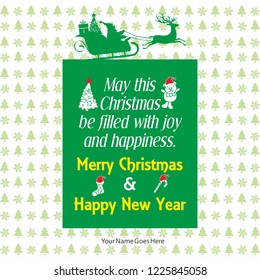 Merry Christmas wish greeting template. May this Christmas be filled with joy and happiness.