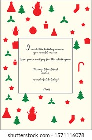 Merry Christmas wish vector illustration. Banner, greetings, template card, poster editable layout design.