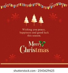 Feliz Natal. Luzes Coloridas, Decoração. Mídia social deseja design pós-vetor