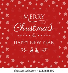 Merry Christmas - wishes with festive decorations and stars. Vector.