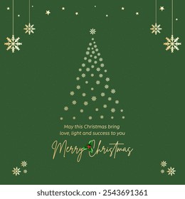 Merry Christmas Wishes Greeting card. Premium Green Elegant Social Media Post vector