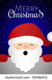 Merry Christmas - wishes with happy 3d Santa Claus. Vector.