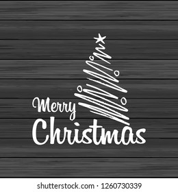 Merry Christmas Wood Background With Creative Lettering