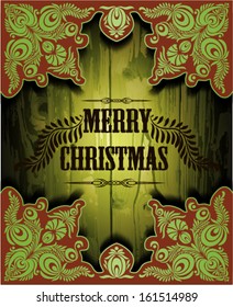 Merry Christmas. Wood texture background. Page decoration. 