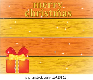 Merry Christmas -  with wood texture background and style with place for text